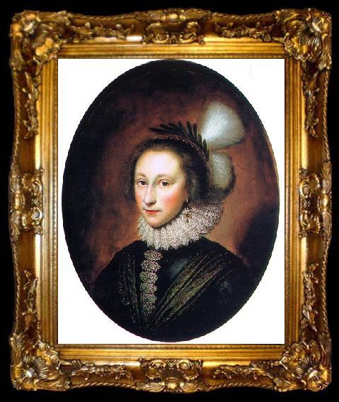 framed  Cornelius Johnson Portrait of Susanna Temple (Lady Lister), ta009-2